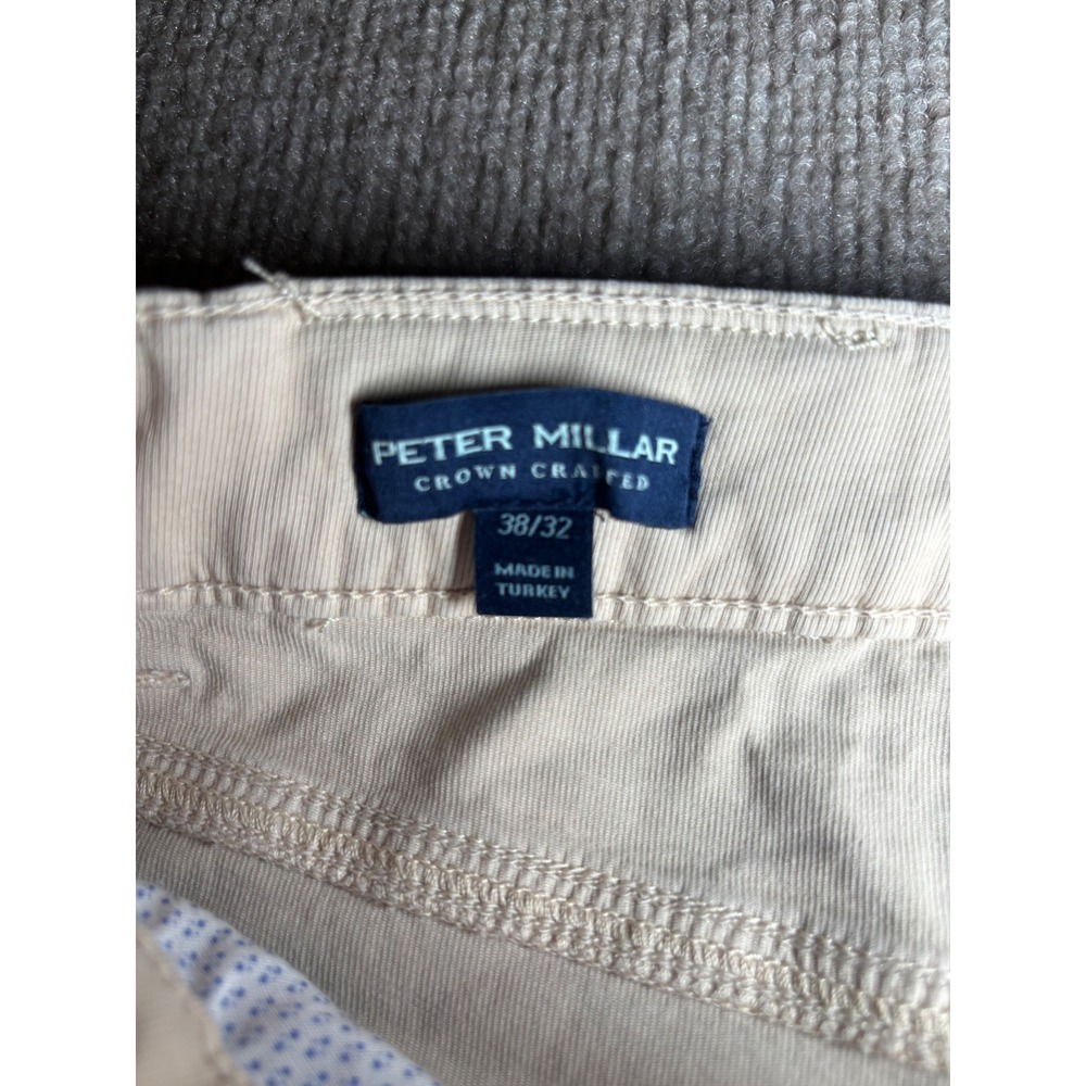 Peter Millar Crown Crafted Mens 38x32 Tan Khaki Five Pocket Pants Trouser Turkey - Picture 3 of 11
